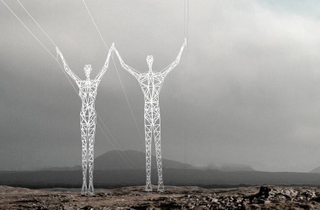 Illustration for article titled These Beautiful Giant Sculptures Support Power Lines With Style